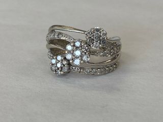 Ornate Vintage Diamond Filigree Ring 10k White Gold Estate Size 5.  5