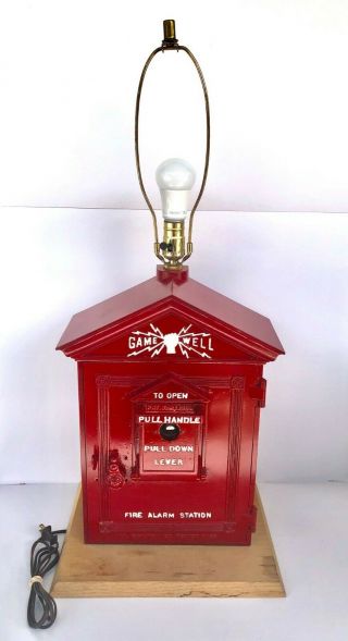 Antique Vintage Gamewell Fire Alarm Station Pull Box Lamp