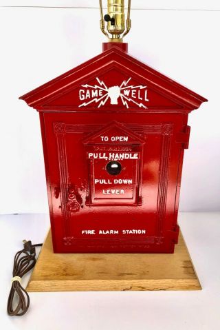 Antique Vintage Gamewell Fire Alarm Station Pull Box Lamp 2