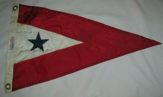 Vintage U.  S.  Yacht Club Burgee Pennant Flag Nylon Red & White With Blue Star Usa