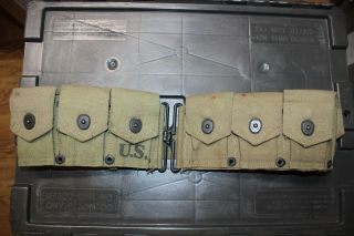 Us Military Issue Ww2 M1 Garand Cartridge Canvas Belt 1942 Hinson Mfg Co