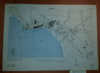 1942 Us Army Map City Plan Of Agadir Morocco Ww 2 Vintage Military