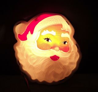 Vtg Noma Illuminated Blow Mold Plastic Santa Claus Wall Display Lighted