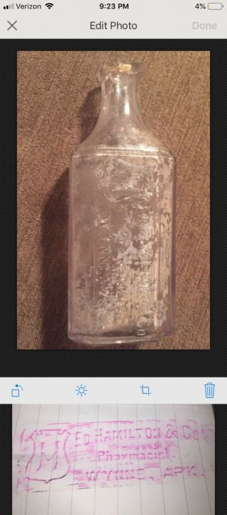 Antique Apothecary Pharmacy Medicine Bottle Wynne Arkansas Hamilton Co Ramey