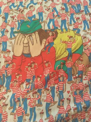 Vintage Where ' s Waldo Twin Flat Sheet Cotton Poly 2