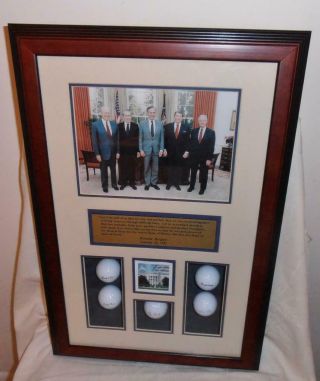5 Living Presidents of 1982.  Photo & Signed Golf balls.  Very Rare 2