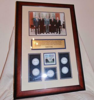 5 Living Presidents of 1982.  Photo & Signed Golf balls.  Very Rare 3