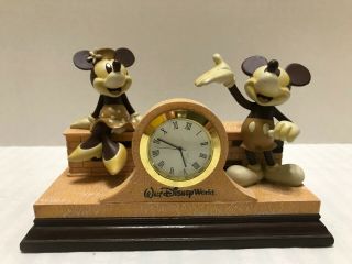 Vintage Walt Disney World Mickey & Minnie Mouse Mantle Desk Clock 2