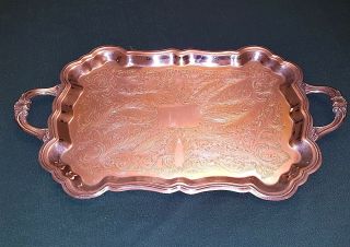 Vintage Silver Plated Butlers Serving Tray With Two Handles By Viners,  England.