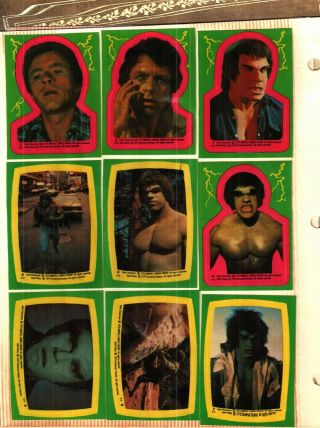 1979 Topps Incredible Hulk Sticker Complete Set (22) Marvel Lou Ferrigno Nm Cond