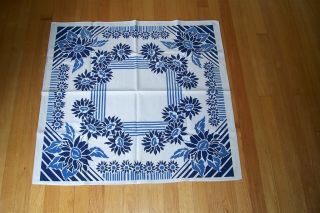 Vintage Rich Multi Blue Printed Table Cloth 34 X 32