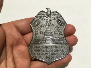 1949 Truman Inauguration Commemorative Metropolitan Police D.  C.  Badge