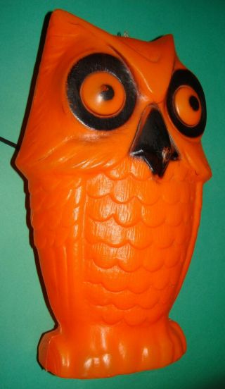 Vintage Blow Mold Halloween Owl - 14 " Tall Plastic Trick Or Treat Decor W/ Light