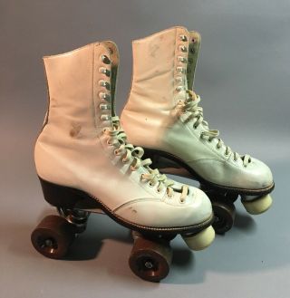 Vtg White Roller Skates Betty Lytle By Hyde Chicago Custom Womens 8.  5 Fo Mac