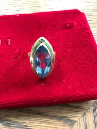 Vintage Art Deco 14k Blue Topaz Ring 4 Penny Weight With Stone