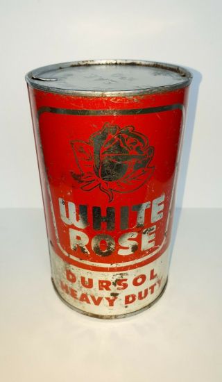 1950s Canadian White Rose Dursol Heavy Duty Imperial Quart Motor Oil Can