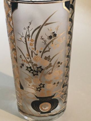 Mid Century Culver Gold And Black High Ball Cocktail Glass 3