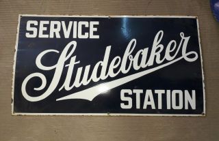 Porcelain Studebaker Service Station Enamel Sign Size 20 " X 36 " Inches
