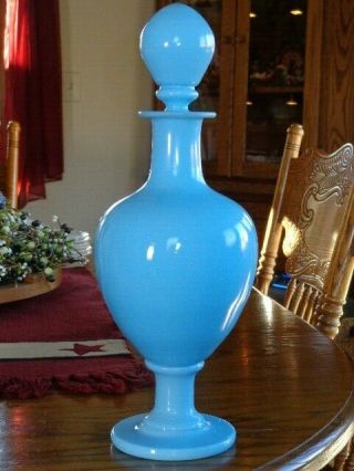 Antique French Blue Opaline Glass Apothecary Jar Show Globe