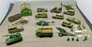 Us M.  A.  S.  H And Other Army Vehicles Die Cast,  Jeep,  Helicopter Tent,  Latrine Camp