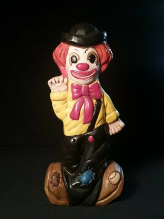 Unique Two Sided Happy & Sad Vintage Ceramic Clown Bank Hand Painted 10 1/2 "