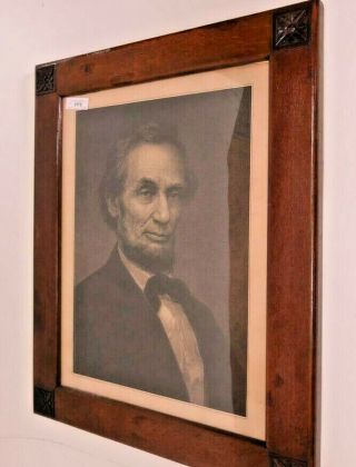 Large Antique Print Of Abraham Lincoln In Heavy,  Period Frame - - Lqqk