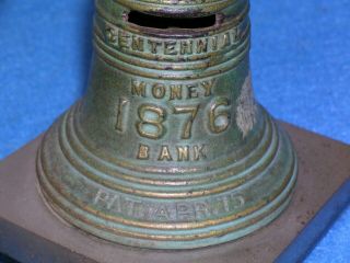 1776 1876 CENTENNIAL LIBERTY BELL Cast Iron BAILEY’S MONEY BANK w/ Orig Label 2