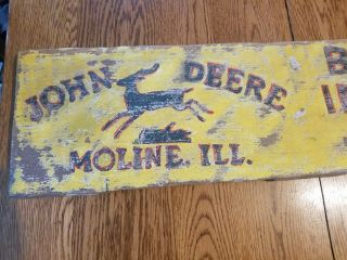 John Deere Moline IL Bakerton Implement Dealer Wood Sign Vintage Old Farm Plow 2