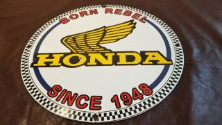 Vintage Honda Porcelain Gas Auto Motorcycle Dealership Service Station Sign
