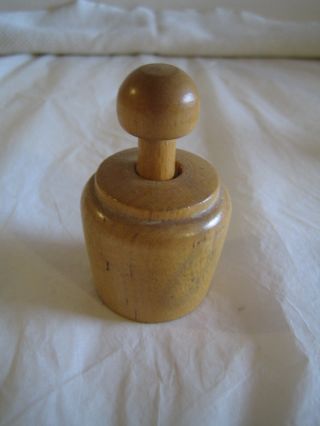 Vintage Mini Wooden Butter Mold Press Tulip Flower Stamp Round Country Kitchen