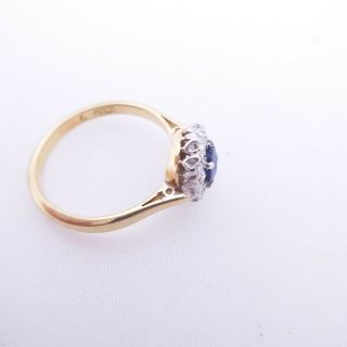 18ct gold sapphire diamond ring,  cluster art deco 2