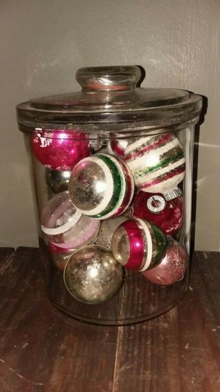Primitive Antique Glass Cigar Jar - Antique Christmas Ornaments