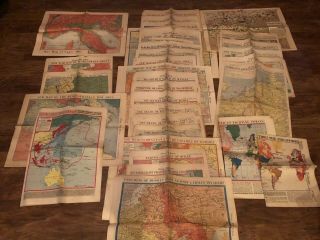 30,  Rare Wwii Battle Maps 1943 - 1944 Nazi Germany Italy Chicago Tribune Newspaper