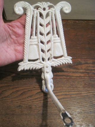 Antique Vtg Cast Iron Painted White Wall Mount Holder