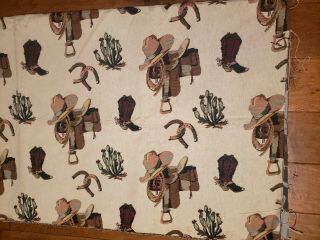 Vintage Western Cowboy Boot Saddle Fabric Upholstery Canvas 69 " X 59 "
