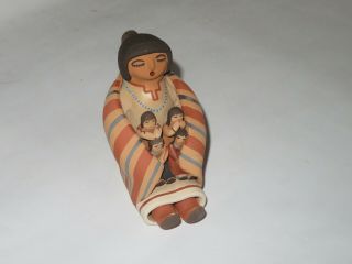 Vintage Native American Pottery Storyteller Doll Figure Sculpture Signed Loretto
