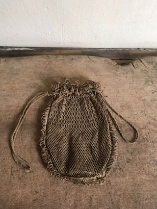 Best Old Antique Handmade Woven Seed Bag Punch Muted Brown Textile Aafa