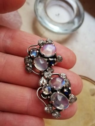 Bernard Instone att silver leaves earrings moonstones sapphires c1930 lovely 2