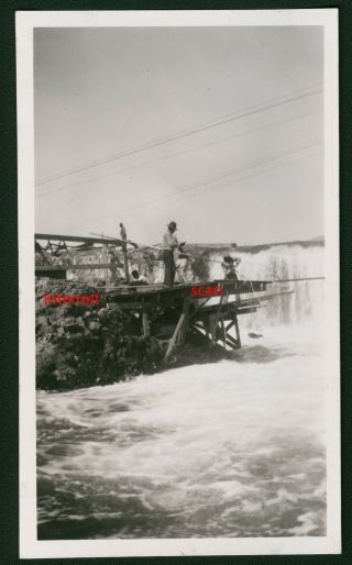 3 Old Photos,  Native American,  Indians,  Fishing,  Celilo Falls,  Oregon.  Columbia River