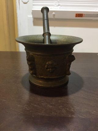 Antique/vintage 2.  75” Brass Mortar And Pestle
