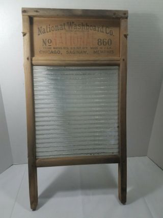 Antique National Washboard Co.  No.  860 " The Glass King " Ribbed Glass Washboard