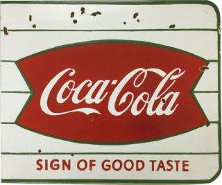 Porcelain Coca - Cola Enamel Sign Size 18 " X 15 " Inches Double Sided Flange
