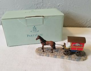 2002 Partylite Party Lite Candle Delivery Wagon Resin Figurine