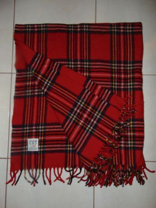 Red Plaid Throw 100 Wool By Faribo Made In Usa 54x48 Warm Blanket Gorgeous