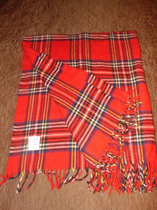 RED PLAID THROW 100 Wool by FARIBO Made in USA 54x48 WARM BLANKET Gorgeous 3