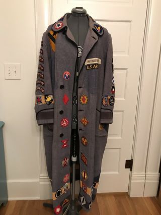 Vintage West Point Usma Cadet Wool Bath Robe - 1952 Tons Of Patches