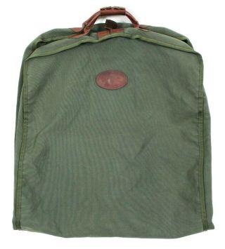 The Orvis Company Vintage Dark Green Garment Bag Luggage Battenkill Leather Vguc