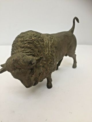 Vintage Gold Gilded Bronze Sculpture Of A Bison Or Buffalo