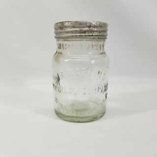 Antique J.  R.  Watkins Medical Company Shampoo Jelly Glass Bottle Metal Lid