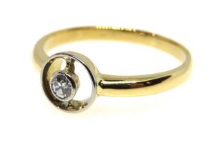 18ct Yellow Gold Art Deco Diamond Solitaire Ring Size I Vintage 930s